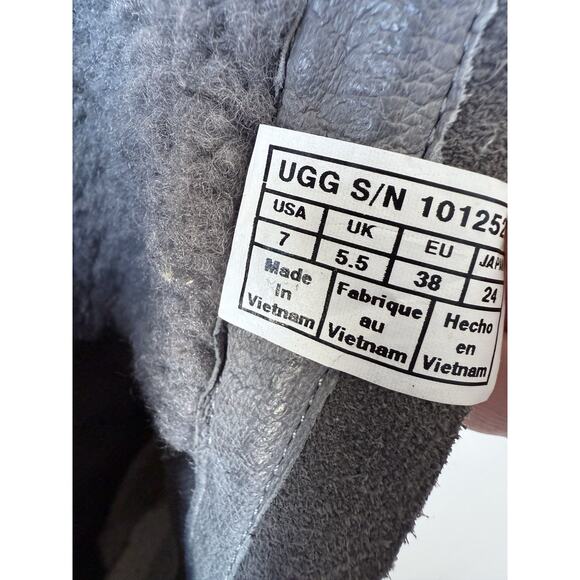 UGG Joely Wedge Boot 1012528 Gray Leather Zip Waterproof Lined Boots Size 7 - Picture 10 of 11